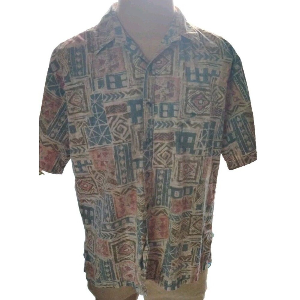 Vintage Tori Richard Mens Hawaiian Shirt Size XL Made In Hawaii Tribal Print